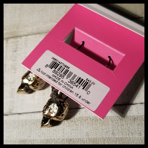 Betsey Johnson Skull Shepherd Hoop Drop Earrings - Picture 6 of 11